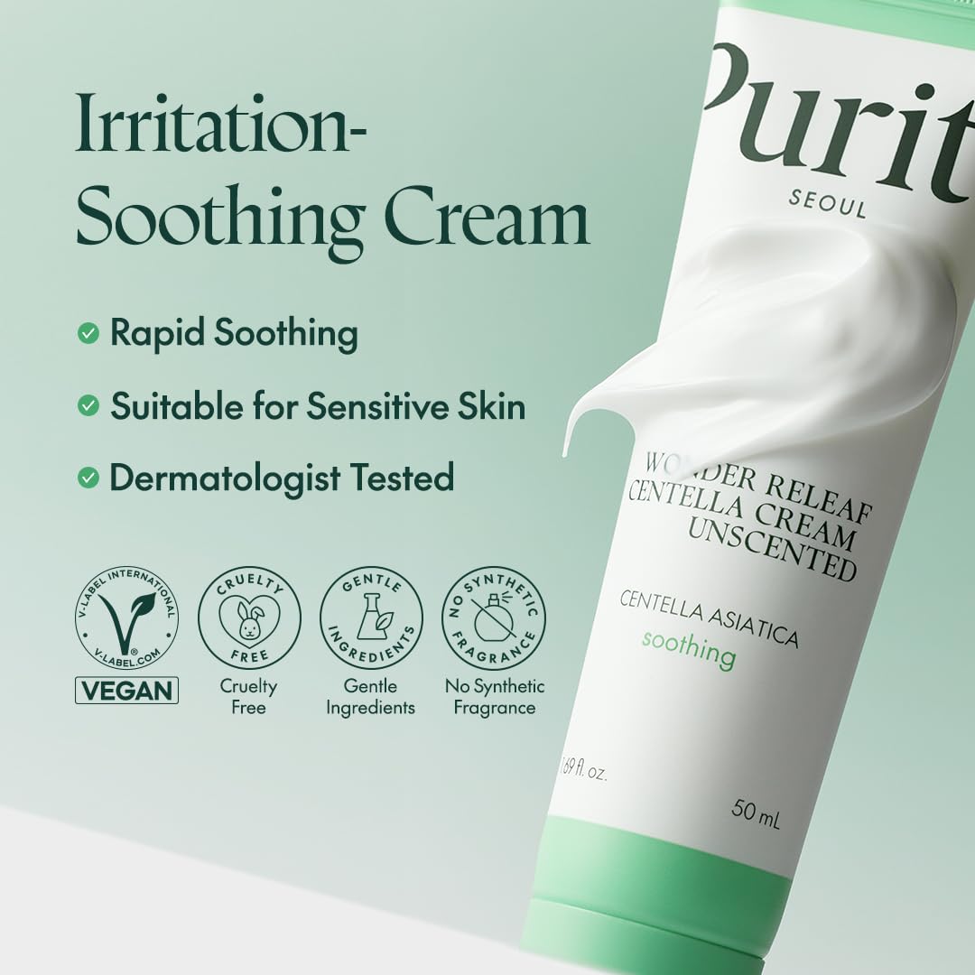PURITO – Wonder Releaf Centella Cream Unscented - veido kremas