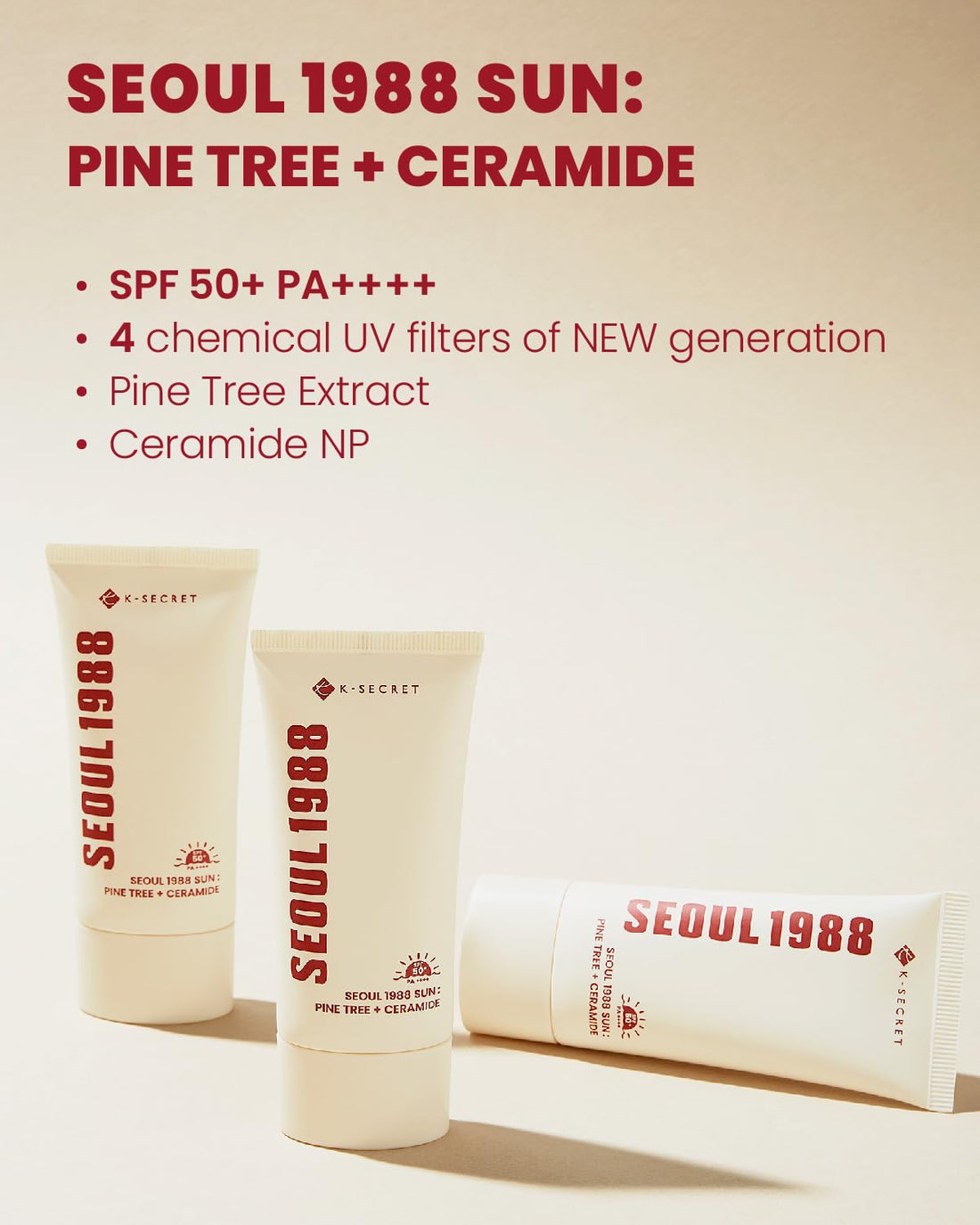 K-SECRET – SEOUL 1988 Sun: Pine Tree + Ceramide SPF50+ PA++++ - apsauginis kremas nuo saulės