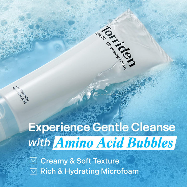Torriden – Dive-in Low Molecular Hyaluronic Acid Cleansing Foam - veido prausiklis su hialurono rūgštimi
