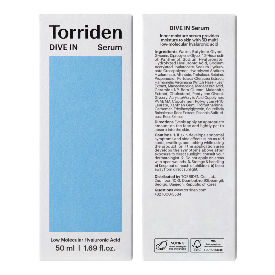 Torriden – Dive-in Low Molecular Hyaluronic Acid Serum - veido serumas