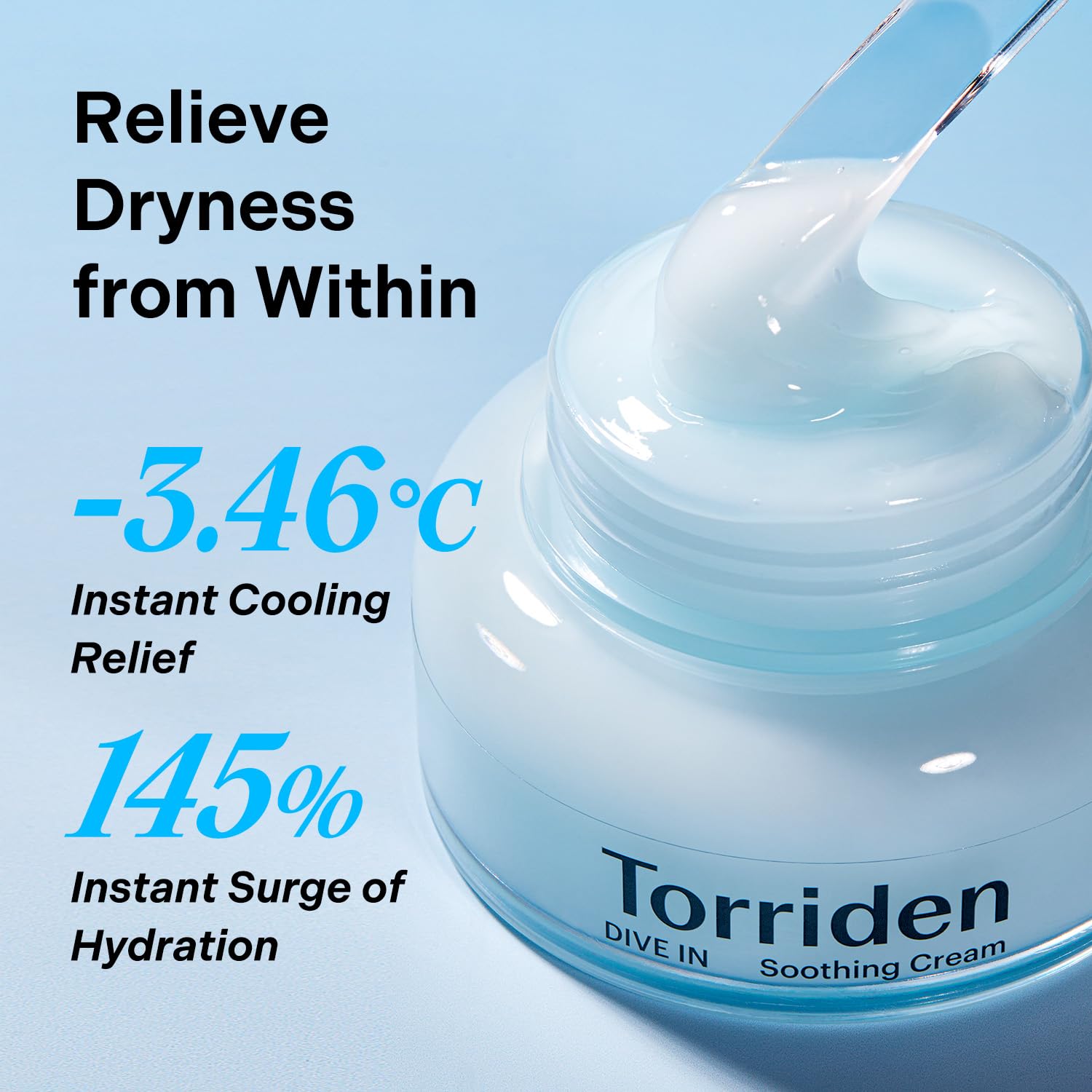 Torriden – Dive-in Low Molecular Hyaluronic Acid Soothing Cream - veido kremas su hialuronu
