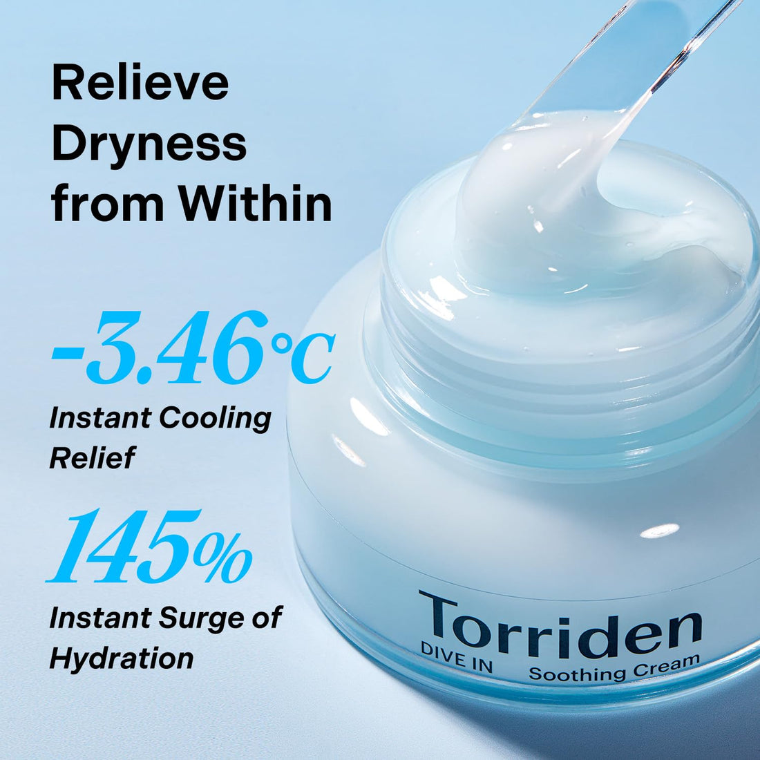 Torriden – Dive-in Low Molecular Hyaluronic Acid Soothing Cream - veido kremas su hialuronu