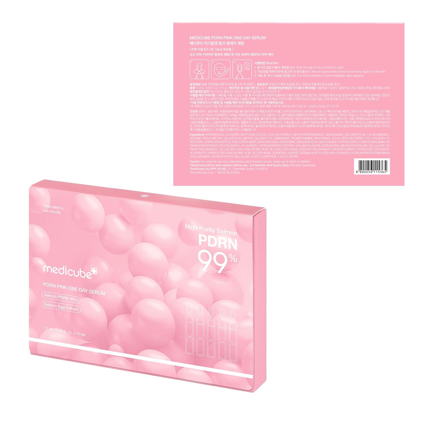 Medicube – PDRN Pink One Day Serum - vienkartinės ampulės odos atnaujinimui ir švytėjimui