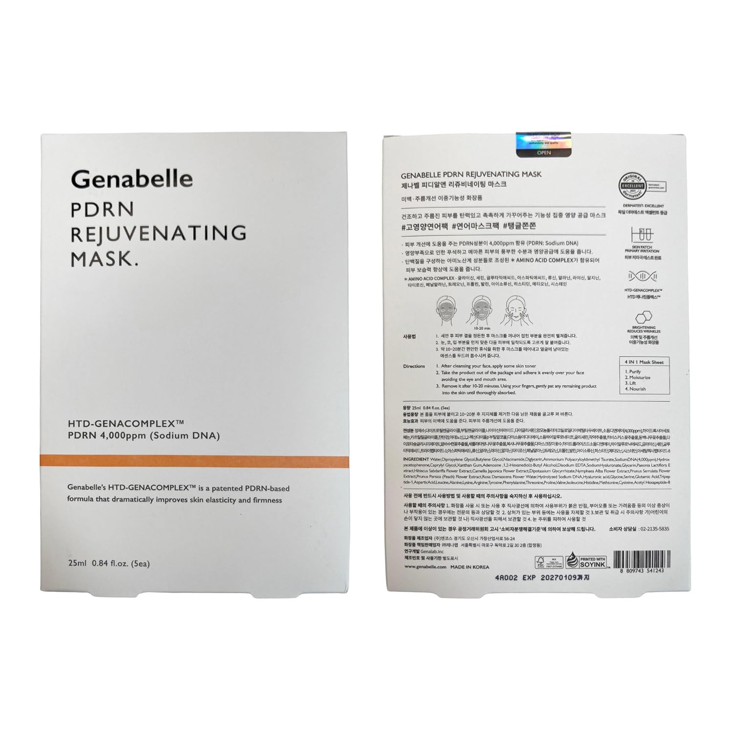 Genabelle - PDRN Rejuvenating Mask - veido kaukė