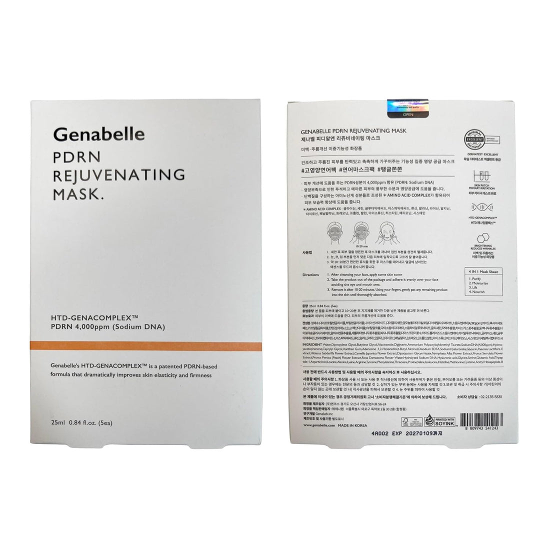 Genabelle - PDRN Rejuvenating Mask - veido kaukė