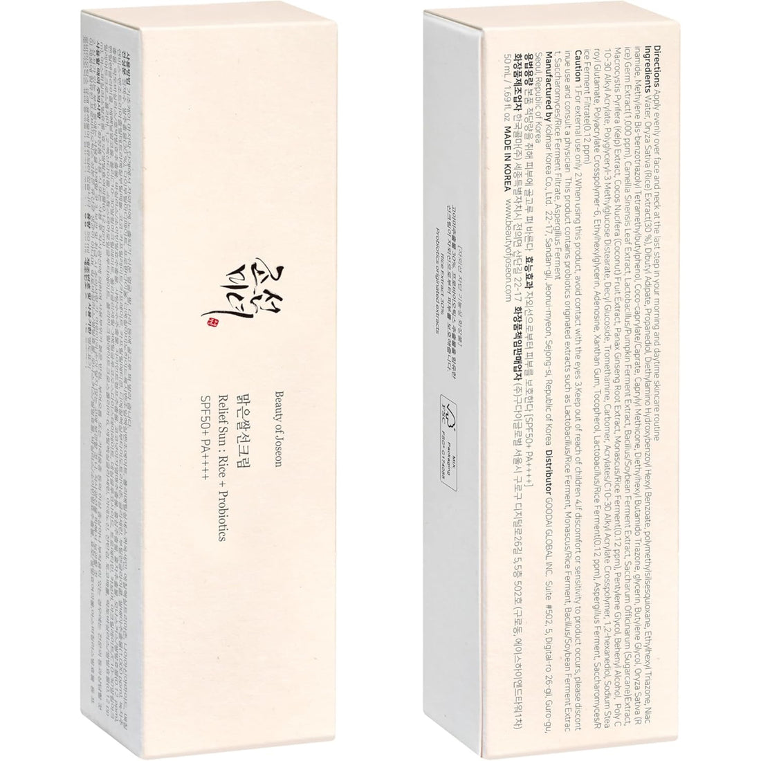 Beauty of Joseon – Relief Sun Rice + Probiotics SPF50+ - ryžių apsauginis kremas nuo saulės