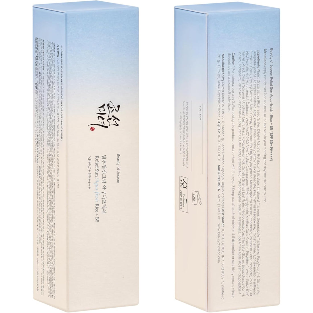 Beauty of Joseon – Relief Sun Aqua-Fresh Rice + B5 SPF50+ PA++++ - apsauginis kremas nuo saulės